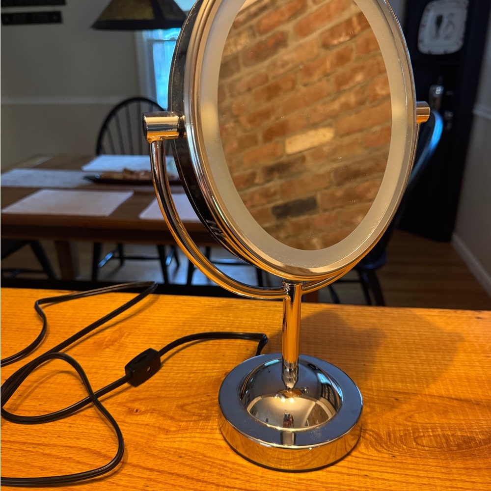 Conair Lighted Makeup Mirror, LED, 1X/7X Magnifying Mirror, Polished Chrome